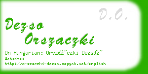 dezso orszaczki business card